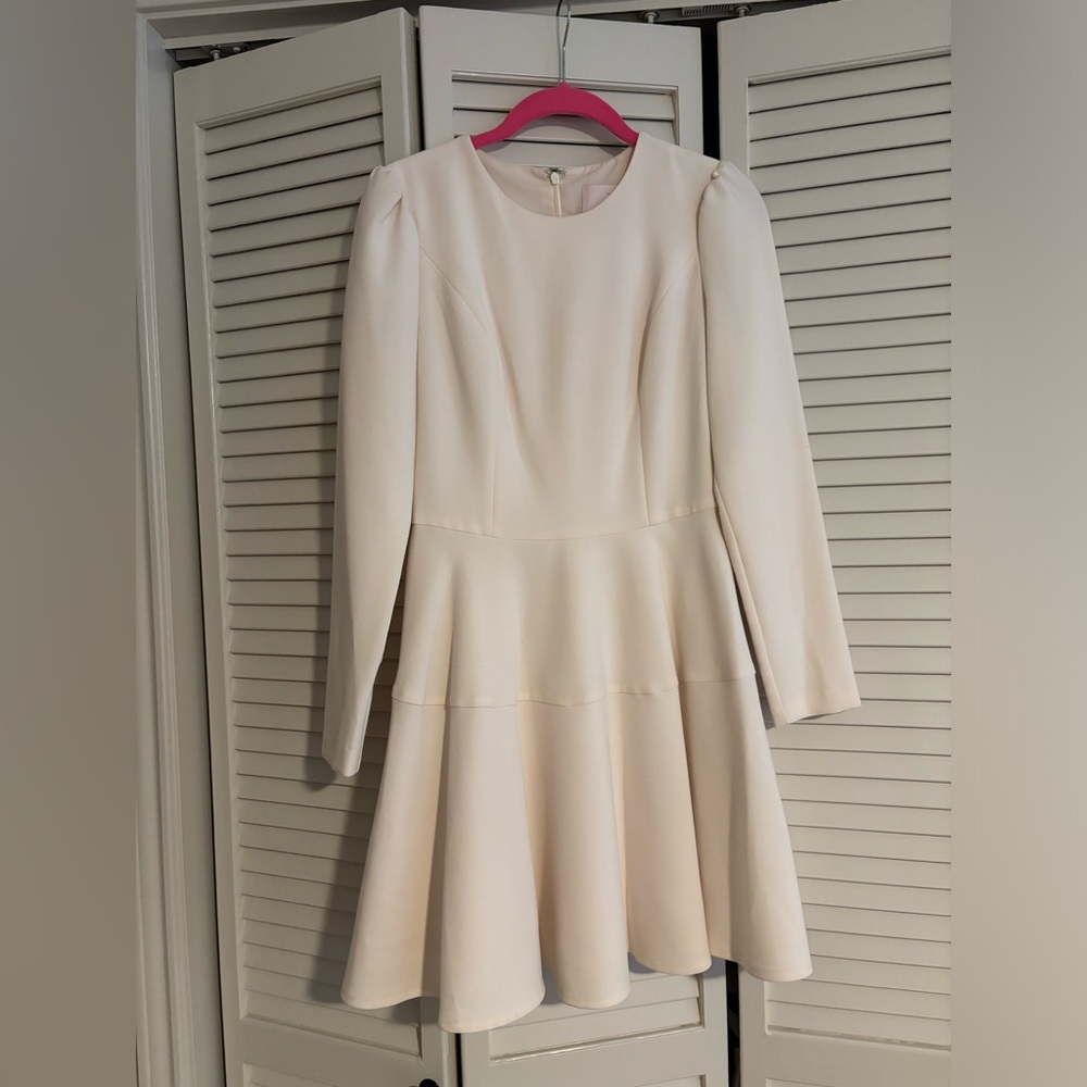 GAL MEETS GLAM Ivory Cream White Celeste Long Sleeve Fit & Flare Dress 2 US